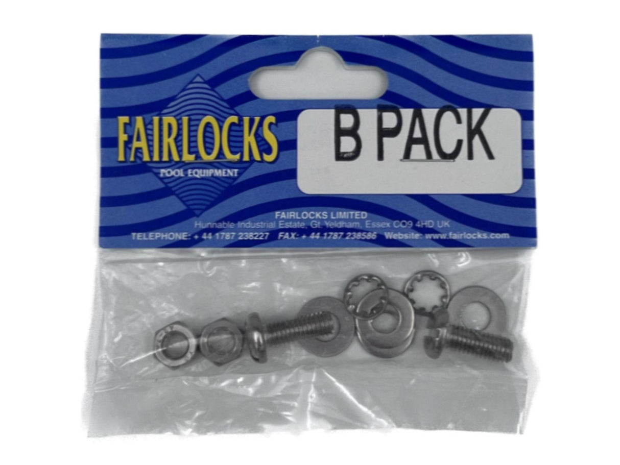 Set viti e rondelle di ricambio per aspirafango Fairlocks, confezione Pack B.