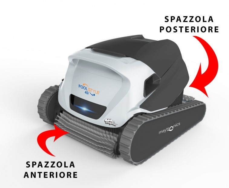 Dolphin Poolstyle 40i IoT Wi-Fi APP MyDolphin Plus Bluetooth Timer Digital - Robot Elettrico Pulitore per Piscina fino a 12 Mt - FONDO + PARETI + LINEA - MY2023