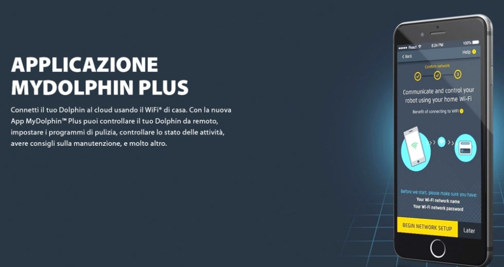 Dolphin Poolstyle 60i IoT Wi-Fi APP MyDolphin Plus Bluetooth Active Timer Gyro Digital - Robot Elettrico Pulitore per Piscina fino a 15 Mt - TOP GAMMA - NOVITA' 2024