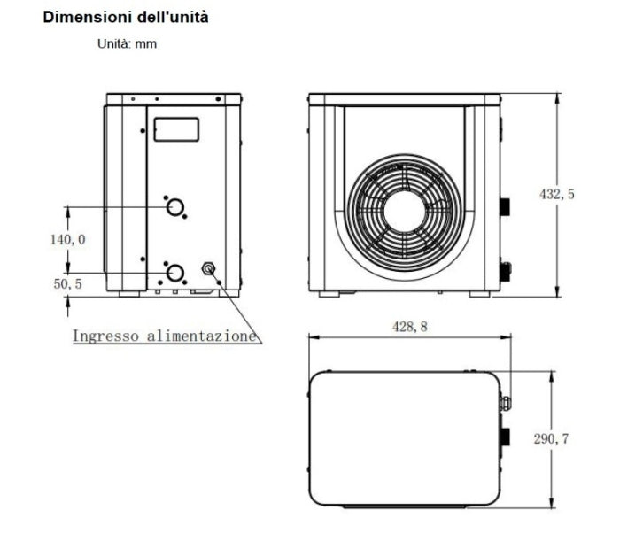 Poolstyle Mini Pompa di Calore 3 Kw ad Alto Rendimento per Piscine Fuoriterra Max 20 M³ - Controller LED - Refrigerante R32