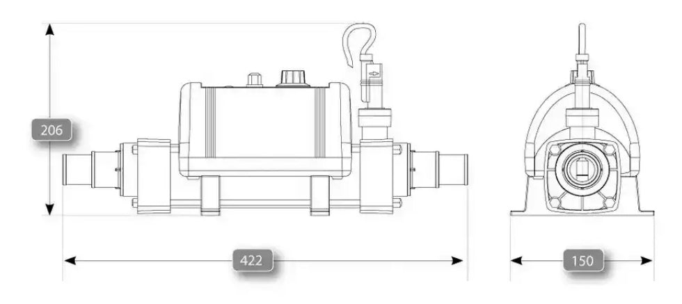 Elecro Nano Vulcan Splasher 3KW in Titanio Monofase - Riscaldatore Elettrico per Piscina Fuoriterra fino a 20 Metri Cubi