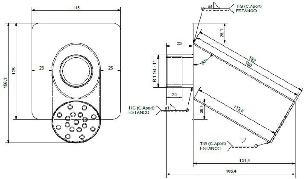 Getto Acqua Flexinox Mira in Acciaio Lucido Inox AISI 316 per Piscina