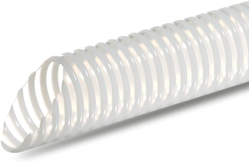 Tubo spiralato galleggiante bianco con terminali girevoli, diametro 38 mm, lunghezza variabile.