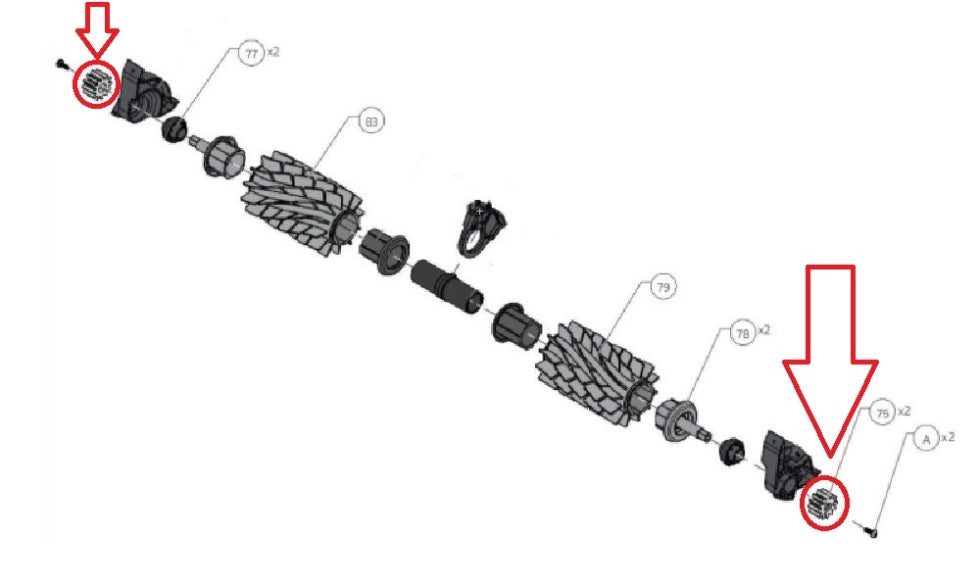 Ingranaggio Spazzola Attiva Anteriore Robot Piscina Maytronics Dolphin Poolstyle30 - 35 - 40i - 50i / SL200 - 300i / SX30 - 40i / Mr30 - 40i / SM30 - 40i / E30 - E35 - E40i - E50i / S200 - S300