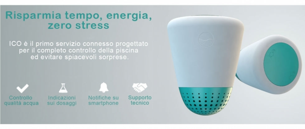 Isolotto Tecnologico Ondilo ICO - Rilevatore Parametri Ph + Cloro + Sale + Bromo + Temperatura Acqua Piscina Tramite Bluetooth & WiFi