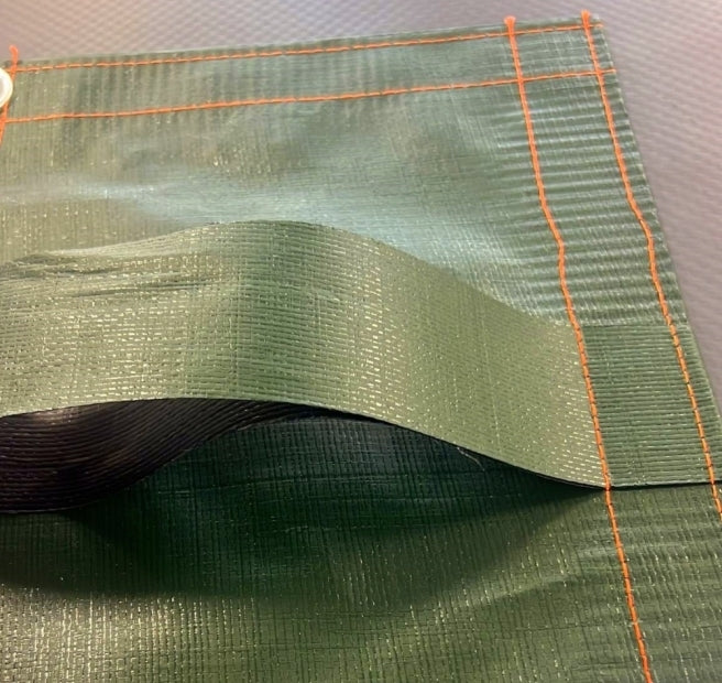 Telo di Copertura Invernale 6,40X 13,40 MT per Piscina 5X12 MT con Tubolari Perimetrali & Asole + BORDATURA con RISVOLTO & DOPPIA CUCITURA - Made in Italy - 240 gr/mq