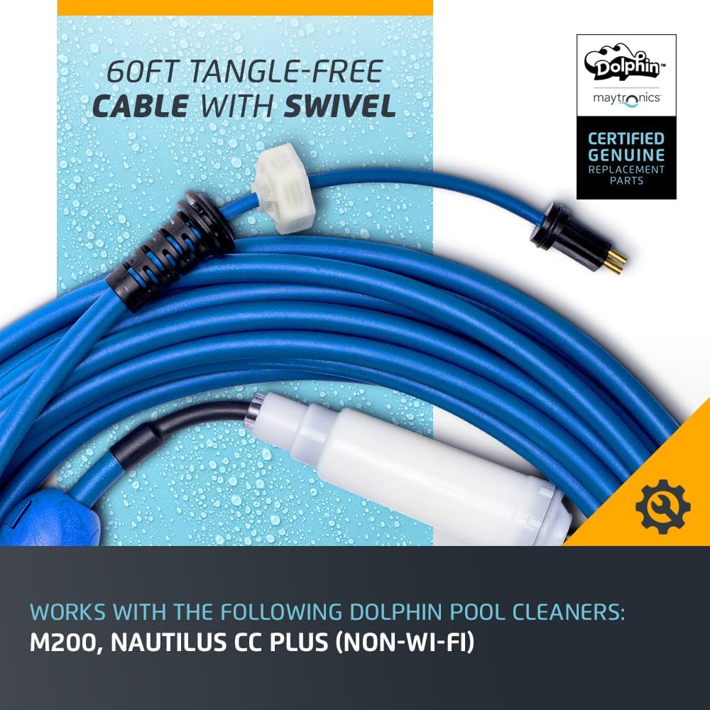 Cavo galleggiante blu 18m con swivel, 2 pin, per robot piscina Maytronics Dolphin vari modelli.