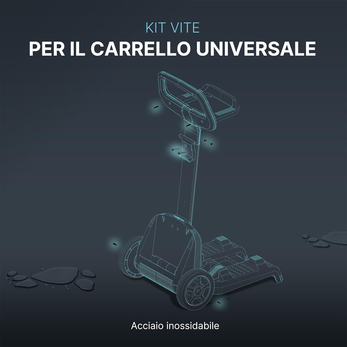 Kit viti per carrello di trasporto Maytronics Dolphin, illustrazione tecnica.