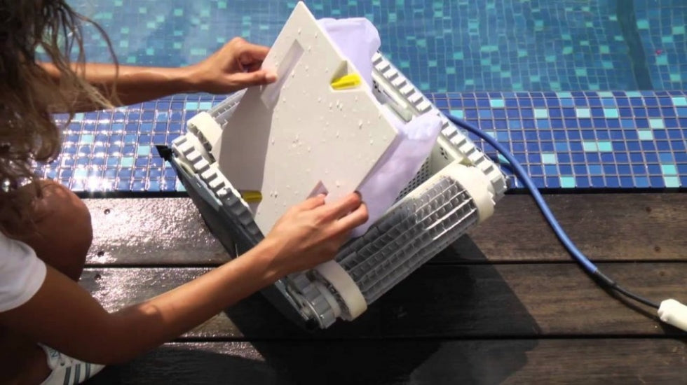 Kit Conversione Sistema Filtrante da Cartucce a Sacco Filtro in Tessuto Gradazione Fine 50 Micron Ricambio per Robot Piscina Maytronics Dolphin Pool Up / XForce10 & 20