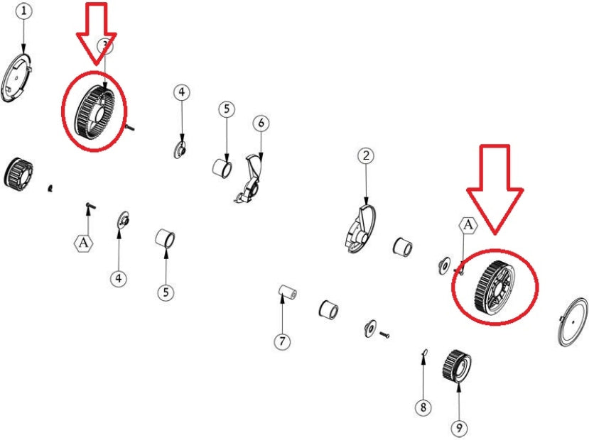 Ruota Grande Trazione Dentata Spazzola Attiva Anteriore Robot Piscina Maytronics Dolphin Poolstyle 30 - 35 - 40i - 50i / SL200 - 300i / SX30 - 40i / Mr30 - 40i / SM30 - 40i / E30 - E35 - E40i - E50i / S200 - S300 - S300i / Busatta / Wolly / Run30 /