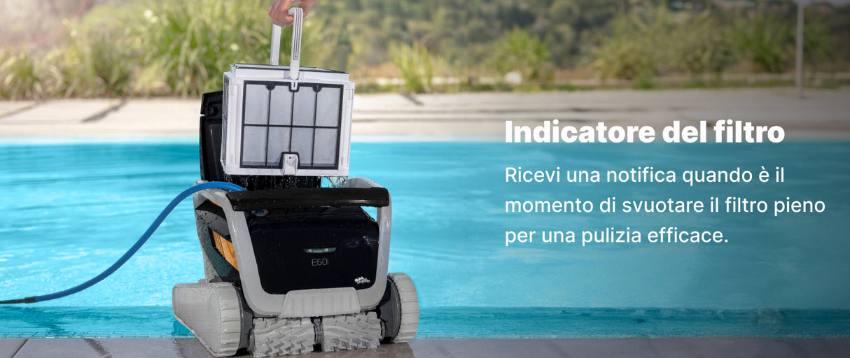 Dolphin E60i IoT Wi-Fi APP MyDolphin Plus Bluetooth Timer Gyro Digital - Robot Elettrico Pulitore per Piscina fino a 15 Mt - TOP GAMMA - MY2026