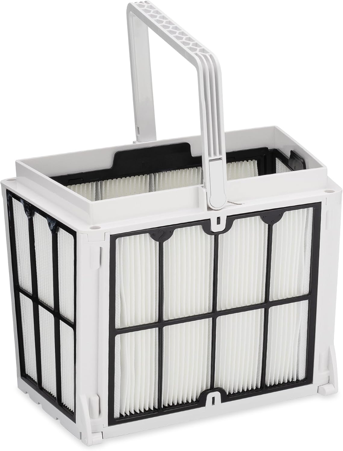 Cestello filtro con cartucce 50 micron per robot piscina Maytronics Dolphin, vista frontale.