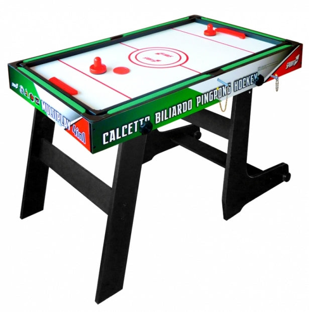 Tavolo Multigioco Sport One Italy Verticale Salvaspazio - 4 Giochi in 1 - Calciobalilla 4 Vs 4 Aste Rientranti / Ping Pong / Tavolo da Biliardo & Speed Hockey - Cm. 121,90 X 60 X 81,5 - SPECIAL EDITION