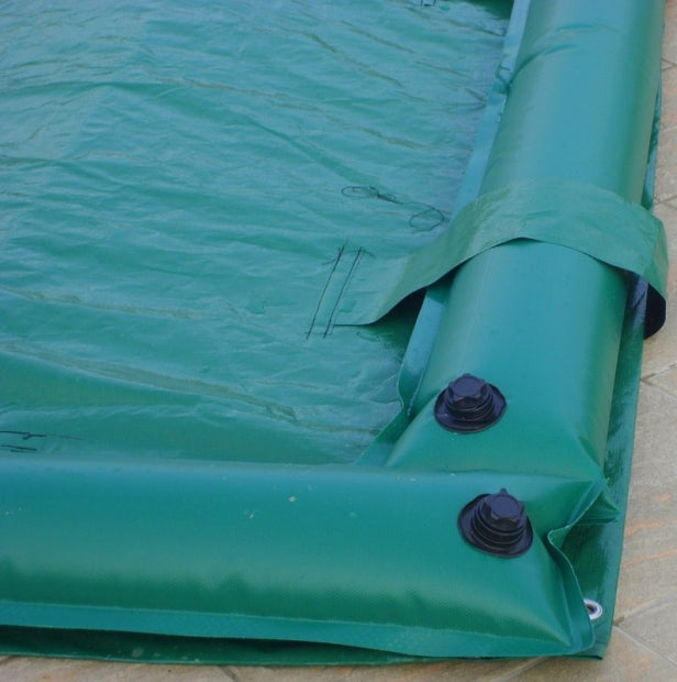 Telo di Copertura Invernale 4,40X6,40 MT per Piscina 3X5 MT con Tubolari Perimetrali & Asole + BORDATURA con RISVOLTO & DOPPIA CUCITURA - Made in Italy - 450 gr/mq