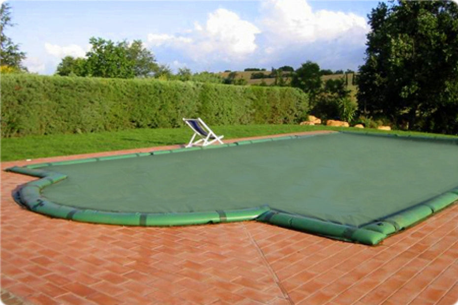 RICHIEDI PREVENTIVO Telo di Copertura Invernale per Piscina con Tubolari Perimetrali & Asole + BORDATURA con RISVOLTO & DOPPIA CUCITURA - Made in Italy - 450 gr/mq - GARANZIA 3 ANNI