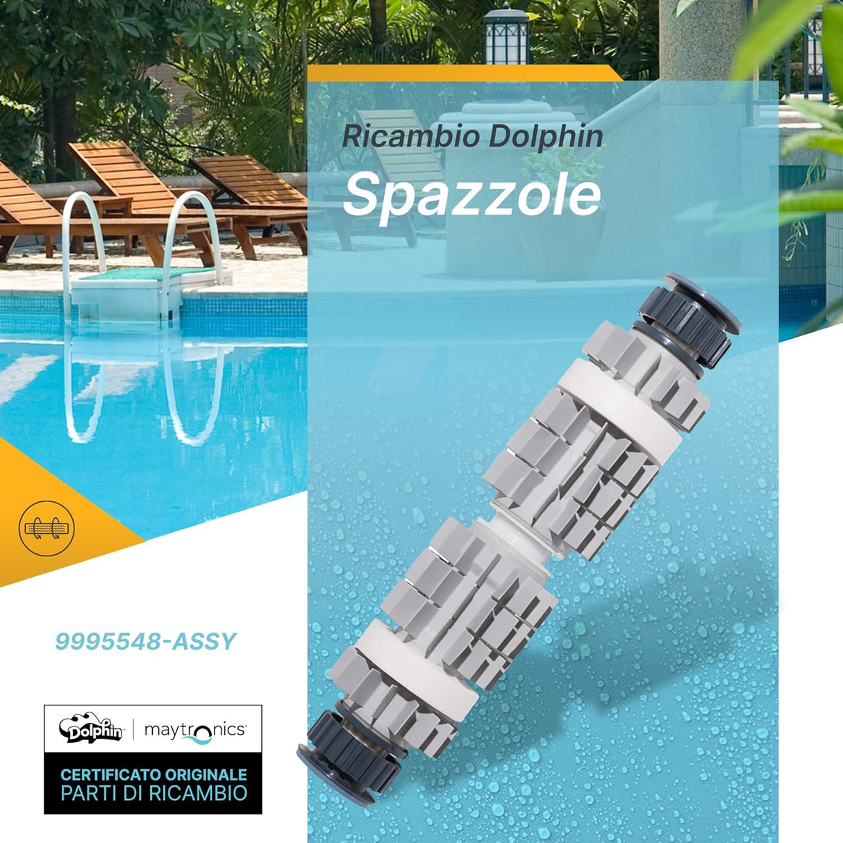 Spazzole PVC corte con anelli e pulegge per robot Dolphin Poolstyle e Zenit, ricambio certificato.