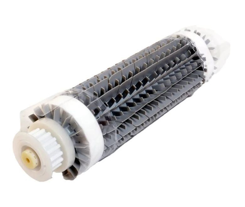 Rullo spazzola grigio in PVC con pulegge e anelli per robot piscina Dolphin Oasis 40 e modelli compatibili.