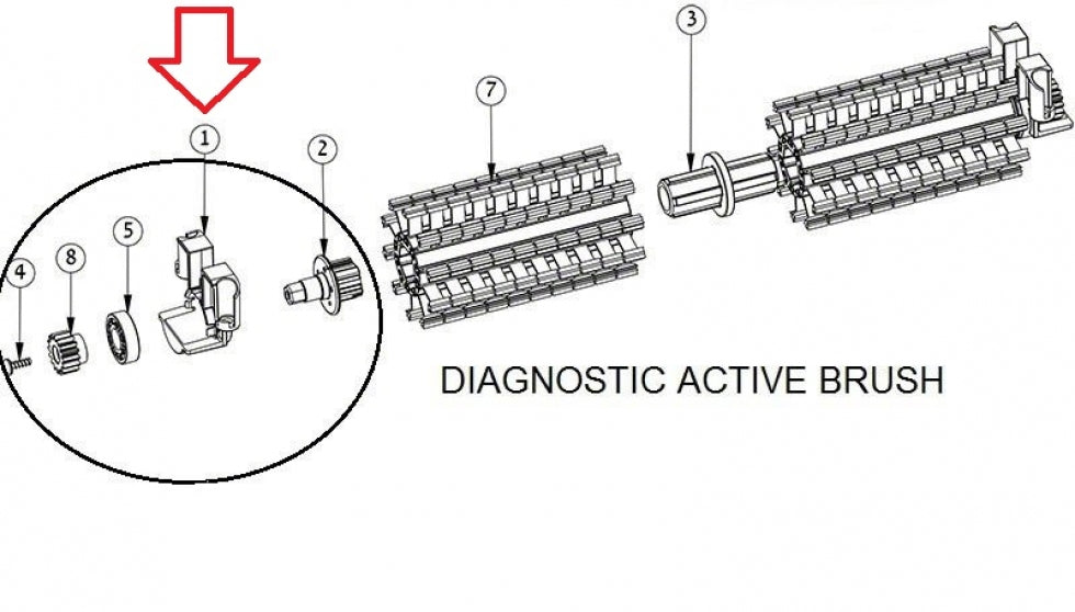 Supporto con Cuscinetto per Spazzola Centrale di Fondo - Terza Spazzola Attiva per Robot Piscina Maytronics Dolphin Pro X1 / Supreme M4 - M5 - M400 - M500 / Maximus X70 - X90 / Zenit 20 - 30 / Kaptur400 - 500 / Zefiro SF40 - SF50 - SF60 / F40 - F50 & F60