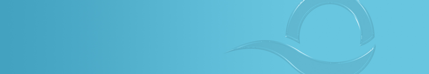 Sfondo azzurro con un logo stilizzato composto da linee curve trasparenti.