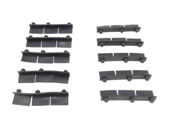 Membrane di gomma nere per robot piscina Maytronics Dolphin, 10 pezzi, su sfondo bianco.