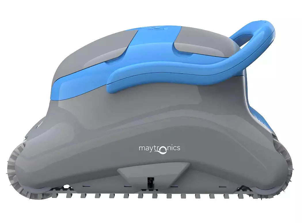 Robot piscina Dolphin Zenit 15 Digital, grigio e blu, vista laterale.