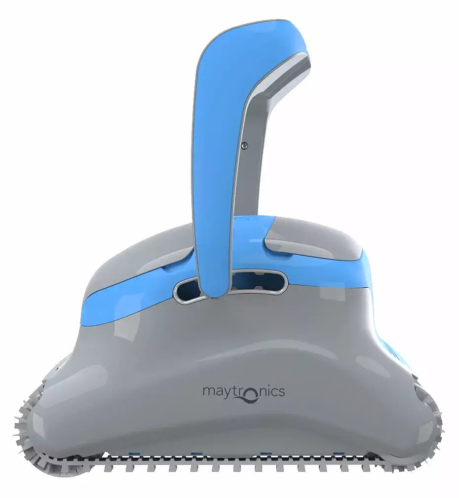 Robot piscina Dolphin Zenit 20i grigio e blu, vista laterale, adatto per piscine fino a 15 metri.