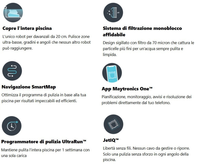 Dolphin Eon 100i Senza Fili Cordless - Bluetooth / Wi-Fi - APP Maytronics One - JetIQ - UltraRun – SmartMap - Robot Piscina a Batteria fino a 15 Mt – NOVITA’