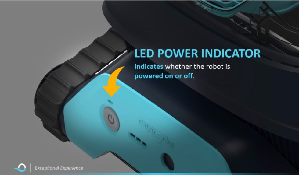 Indicatore LED di accensione sul robot piscina Dolphin Liberty 200 Eco.