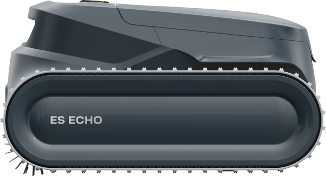 Robot piscina BWT ES Echo cordless, design compatto, adatto per fondo, pareti e linea d'acqua.