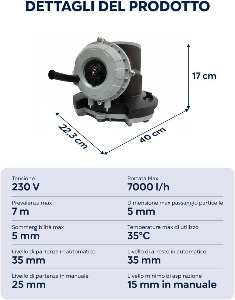 ElettroPompa Automatica Sommergibile Glong Cover 2 in 1 Svuota Telo Copertura Invernale per Piscina da Acqua Piovana - Anti Ribaltamento