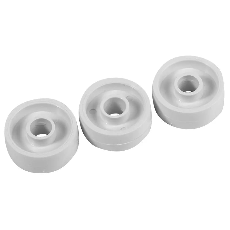 Tre ruote piccole di ricambio bianche per aspirafango Fairlocks piscina.