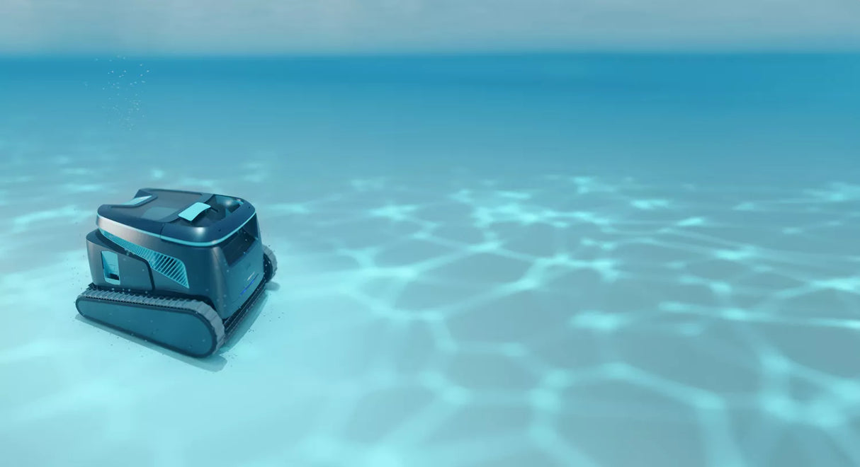 Robot piscina Dolphin Liberty 600i in immersione sul fondo di una piscina.