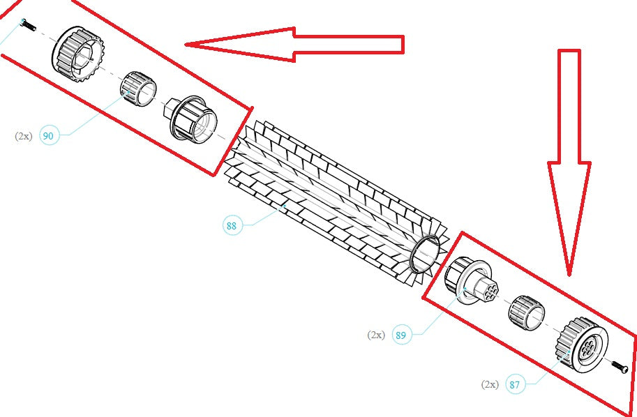 Puleggia posteriore di trazione per robot piscina, schema di montaggio dettagliato.