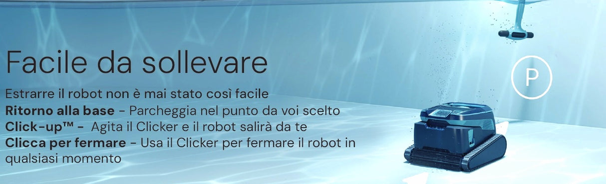 Robot piscina Dolphin Liberty 600i in funzione sott'acqua, vicino al bordo.