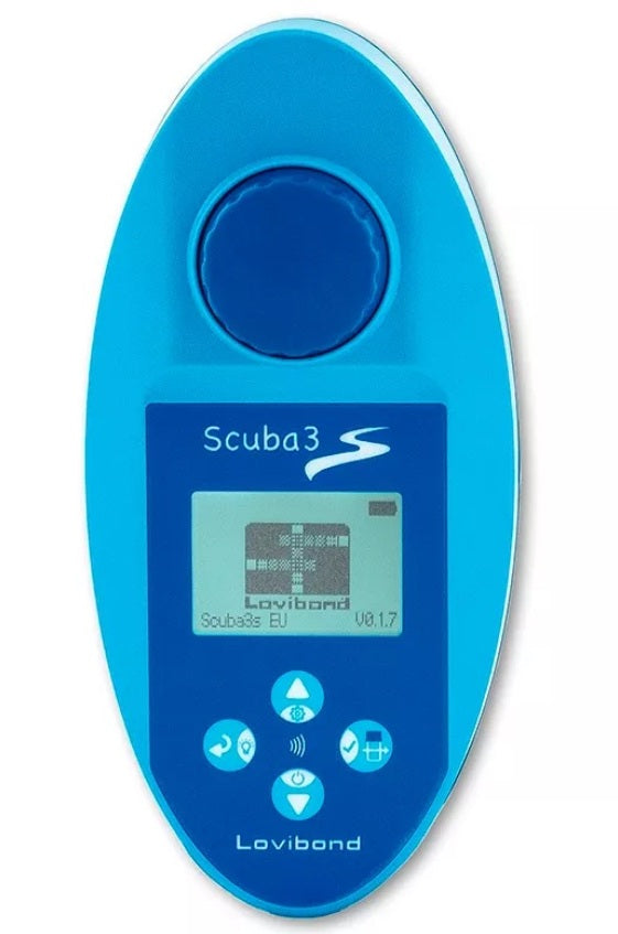 Fotometro Lovibond Scuba 3S Wireless blu, display e pulsanti per analisi acqua piscina.