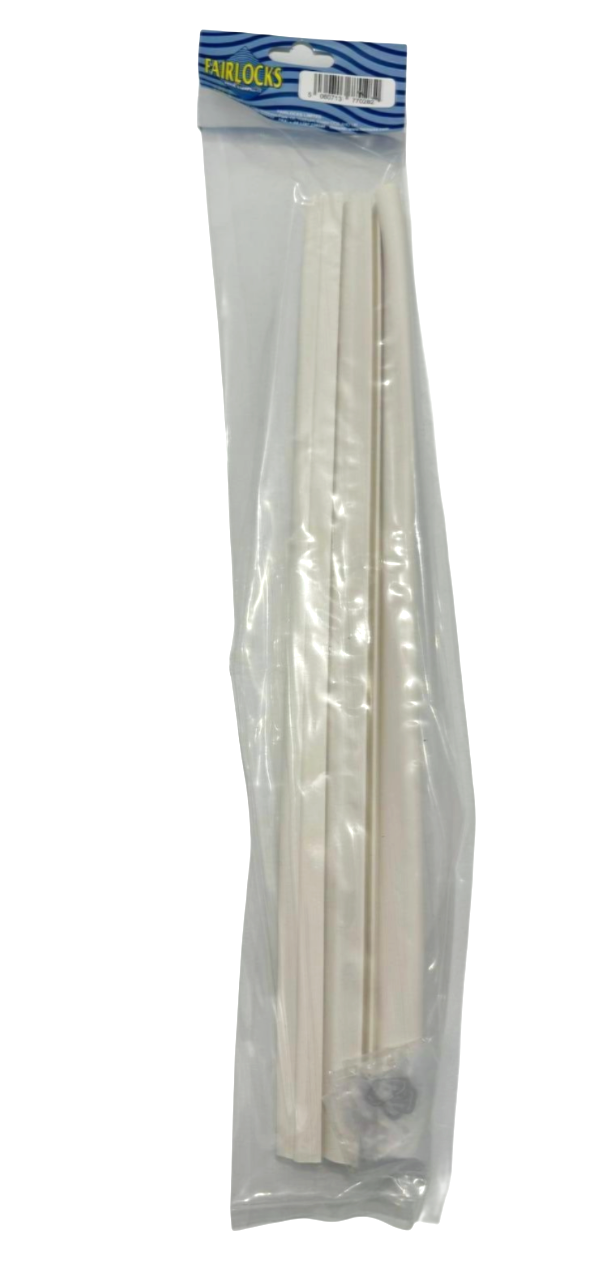 Guarnizioni orizzontali e clip in acciaio per aspirafango Fairlocks, confezionate in busta trasparente.