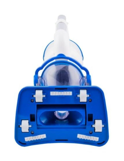 Aspiratore WaterTech Pool Blaster IVAC 250, vista frontale, colore blu e bianco, per pulizia piscina.