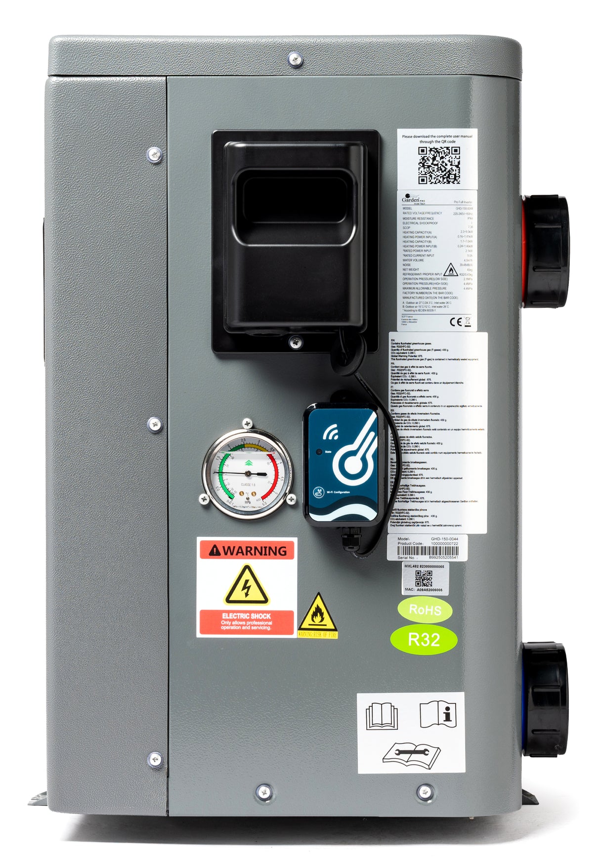 Garden Pac Pro Full-Inverter Heat & Cool 9 / 12 / 16 / 20 Kw - 25 / 95 Metri Cubi - Pompa di Calore Piscina Full Inverter Reversibile ad Alto Rendimento Wi-Fi App Smart Control - Compressore Alta Qualità