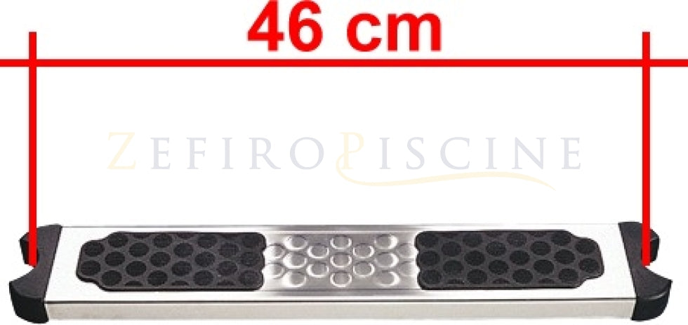 Gradino in Acciaio Inox AISI 316 con Inserto Antisdrucciolo per Scaletta di Risalita per Piscina - Larghezza Cm 50 (Attacco Cm 46) - Diametro Cm. 4,3 