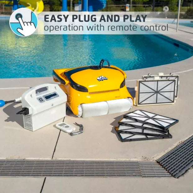 Dolphin PRO X1 Active Timer Gyro Digital con Radiocomando - Robot Elettrico Pulitore per Piscina fino a 20 Mt per Rivestimento in Ceramica Cemento Verniciato Vetroresina & PVC con Gradino Perimetrale - MY2024