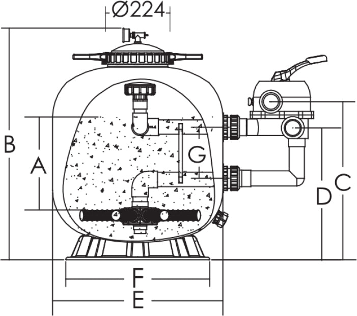 Filtro a Sabbia Bobinato ad Alta Resistenza Emaux Serie PRO per piscina con Valvola Selettrice - 11,5 / 16,2 / 21,6 & 30 m3/h