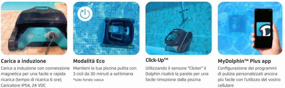 Dolphin Liberty 400i Eco Cordless Bluetooth MyDolphin APP - Robot Pulitore a Batteria al Litio per Piscina fino a 10 Mt - FONDO + PARETI + LINEA - NOVITA