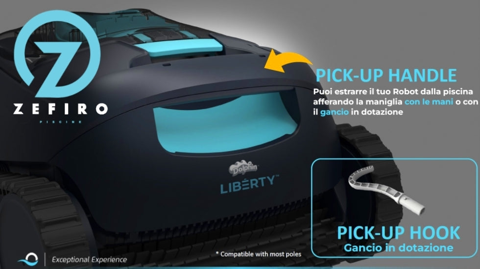Dolphin Liberty 300 Eco Cordless - Robot Pulitore a Batteria al Litio per Piscina fino a 10 Mt - FONDO + PARETI - NOVITA' 2024