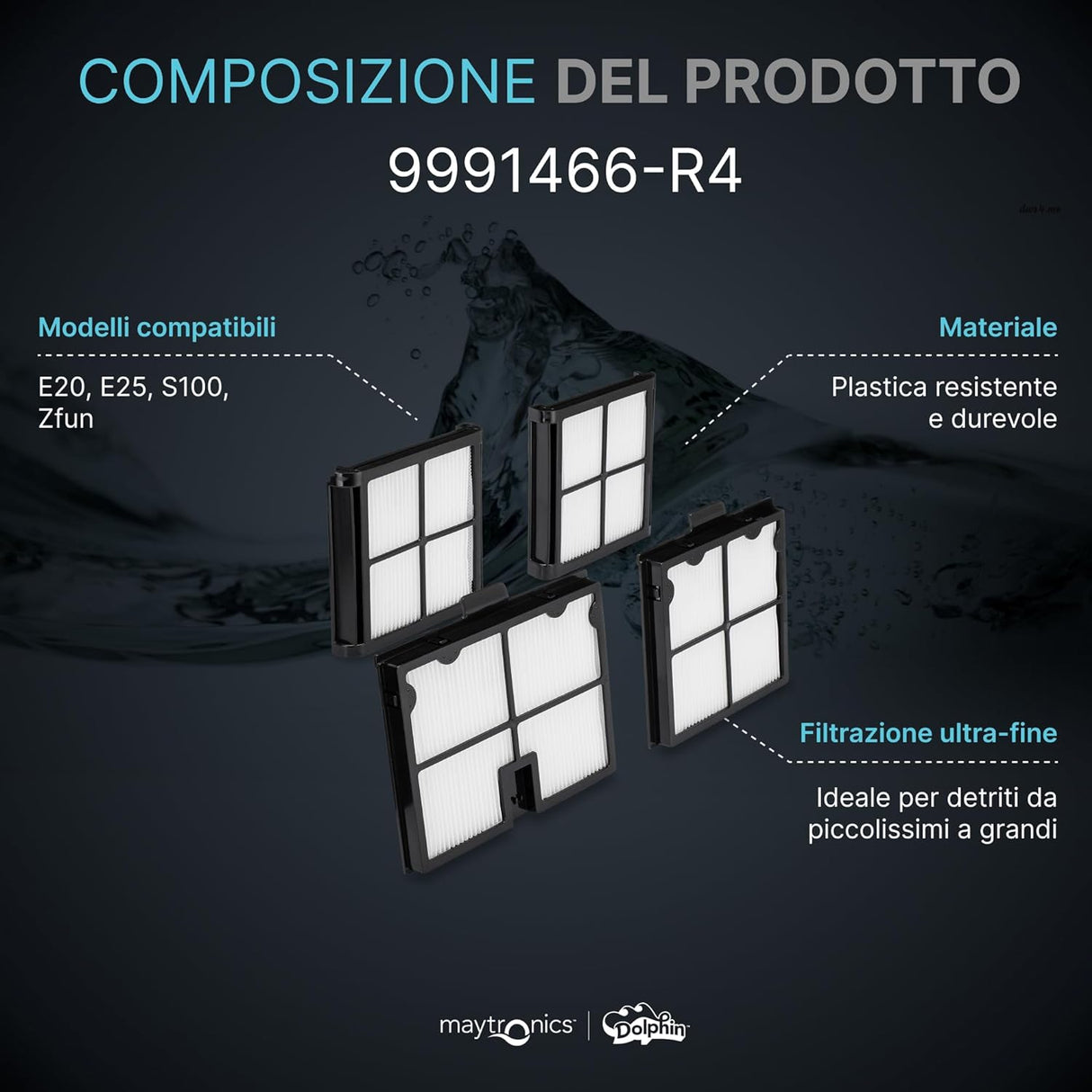 Cartucce filtro ultra fine 50 micron per robot piscina, compatibili con vari modelli Maytronics.