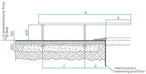 Basamento in Acciaio Inox AISI 304 - Ø45 mm - per Tavola Trampolino Rana & Standard Completo di Kit fissaggio per Piscina - Made in Italy