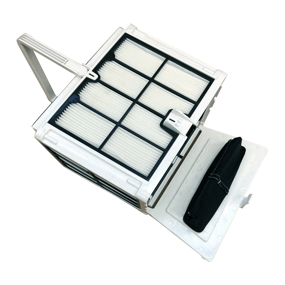 Cestello filtrante bianco con griglia e guarnizione nera per robot piscina Maytronics Dolphin.