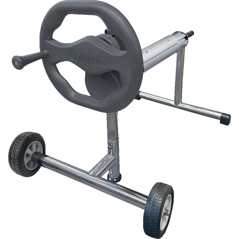 Rullo avvolgitore telescopico Kokido THOR con manovella e ruote per teli piscina fino a 12 metri.