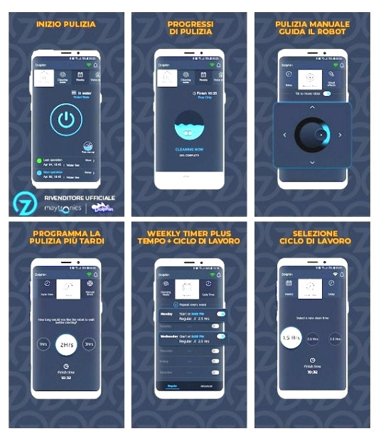 Dolphin Poolstyle 40i IoT Wi-Fi APP MyDolphin Plus Bluetooth Timer Digital - Robot Elettrico Pulitore per Piscina fino a 12 Mt - FONDO + PARETI + LINEA - MY2023