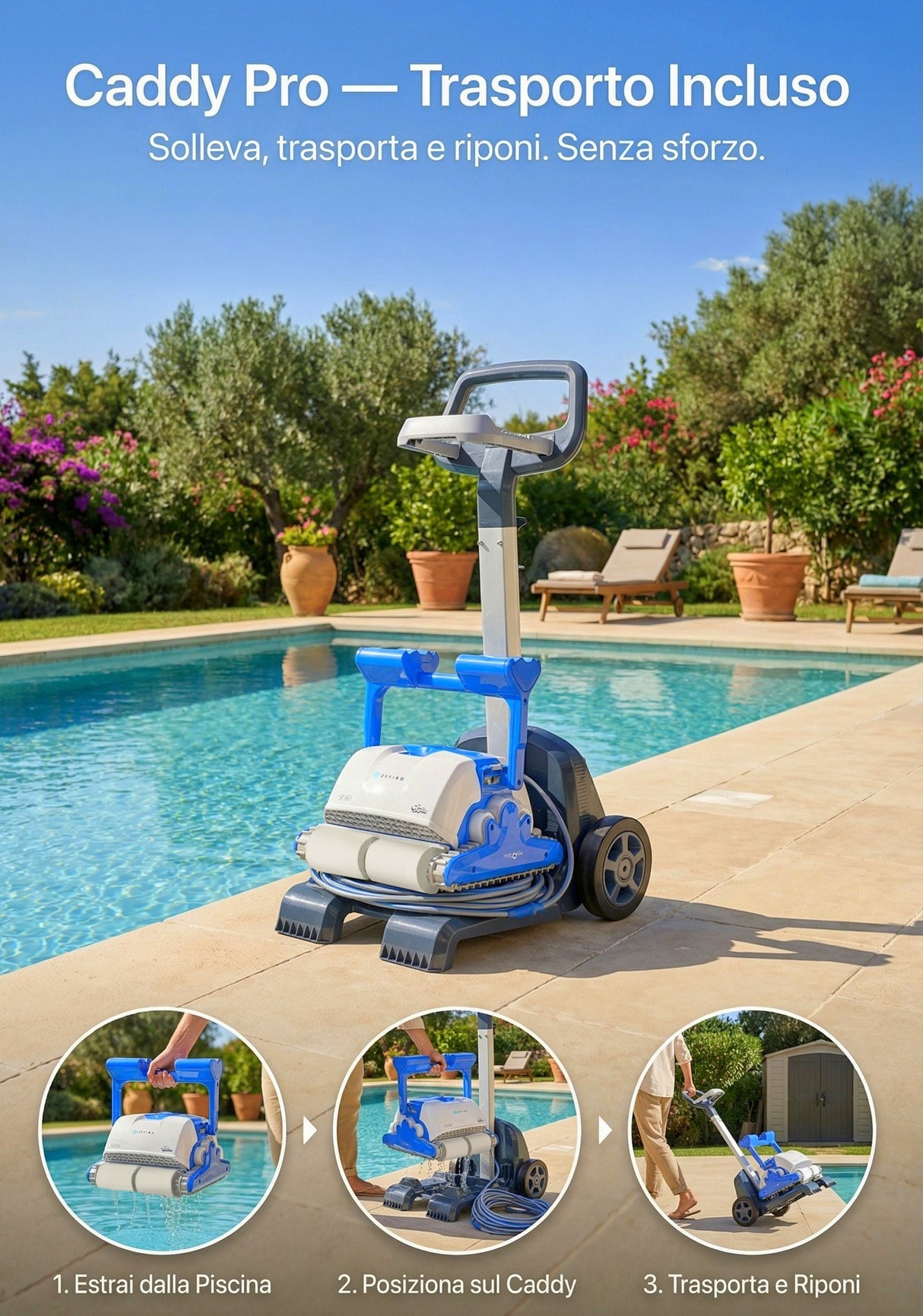 Dolphin ZEFIRO SF60i IoT Wi-Fi Bluetooth Smart Active Timer Gyro Digital - Robot Elettrico Pulitore per Piscina fino a 15 Mt - Rivestimento in Ceramica Cemento Verniciato Vetroresina & PVC con Gradino Perimetrale - APP MyDolphin Plus - MY2026
