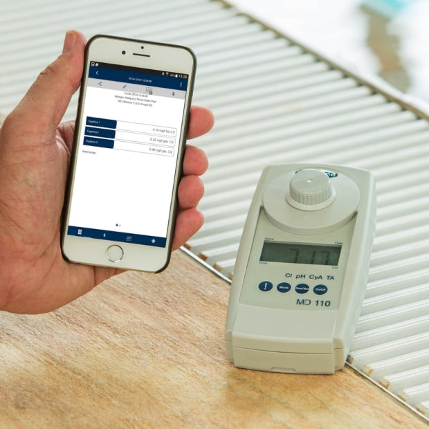 Fotometro Elettronico Professionale Lovibond MD110 Bluetooth 6 in 1 per Analisi Ph - Cloro - Bromo - Alcalinità - Stabilizzante & Durezza - Analisi Acqua Piscina